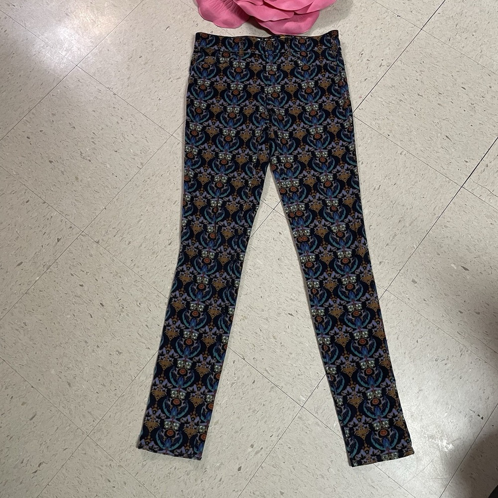 PILCRO AND‎ THE LETTERPRESS Anthro Sz 25 Printed Serif Corduroy Skinny Pants